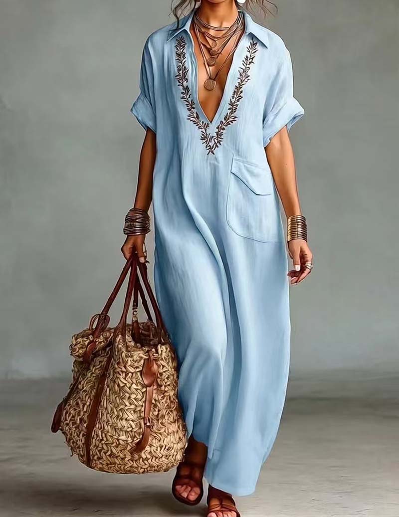 Ekouaer Women's Soft Sleepwear Lounge Dress Soft 95% Polyester Homewear - Sky Blue