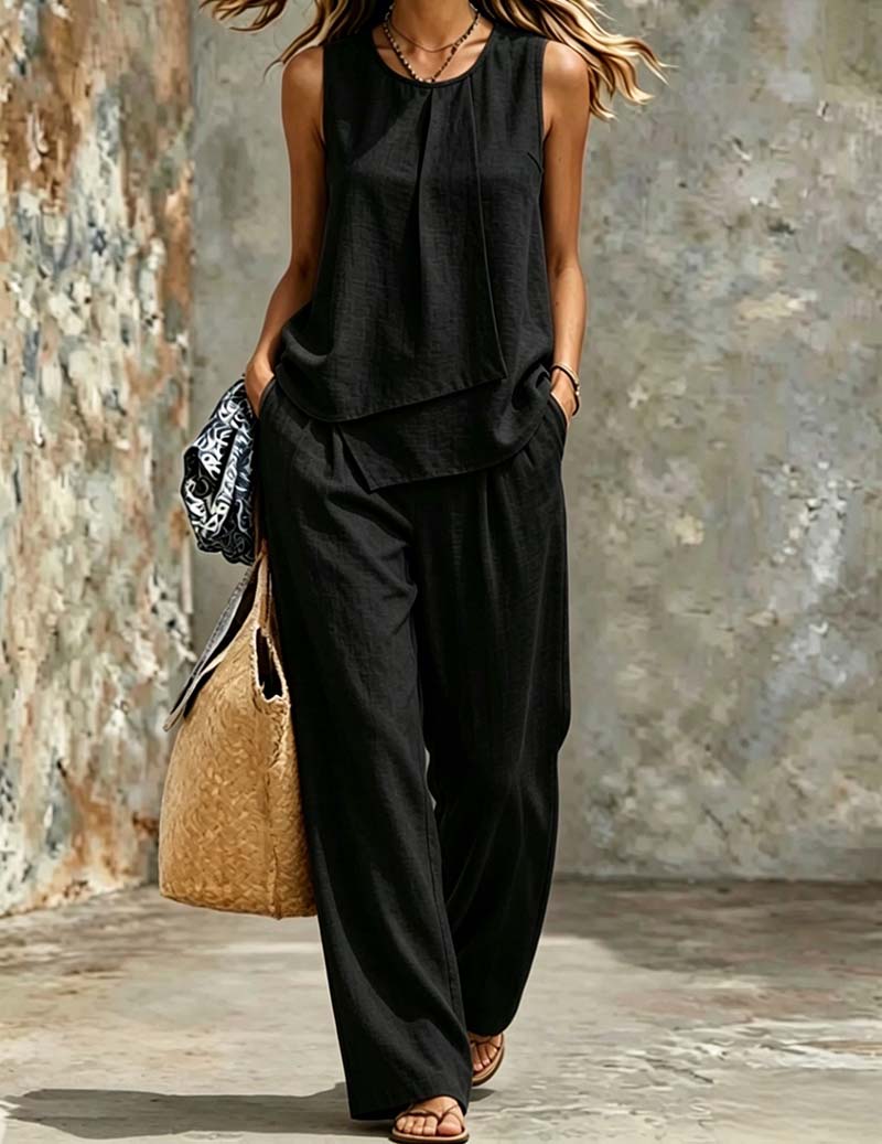Ekouaer Women's Soft Lounge Set Soft 95% Polyester Homewear - Black