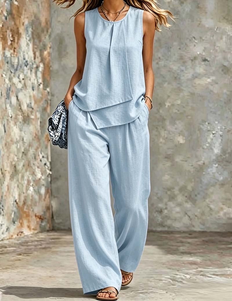 Ekouaer Women's Soft Lounge Set Soft 95% Polyester Homewear - Light Blue