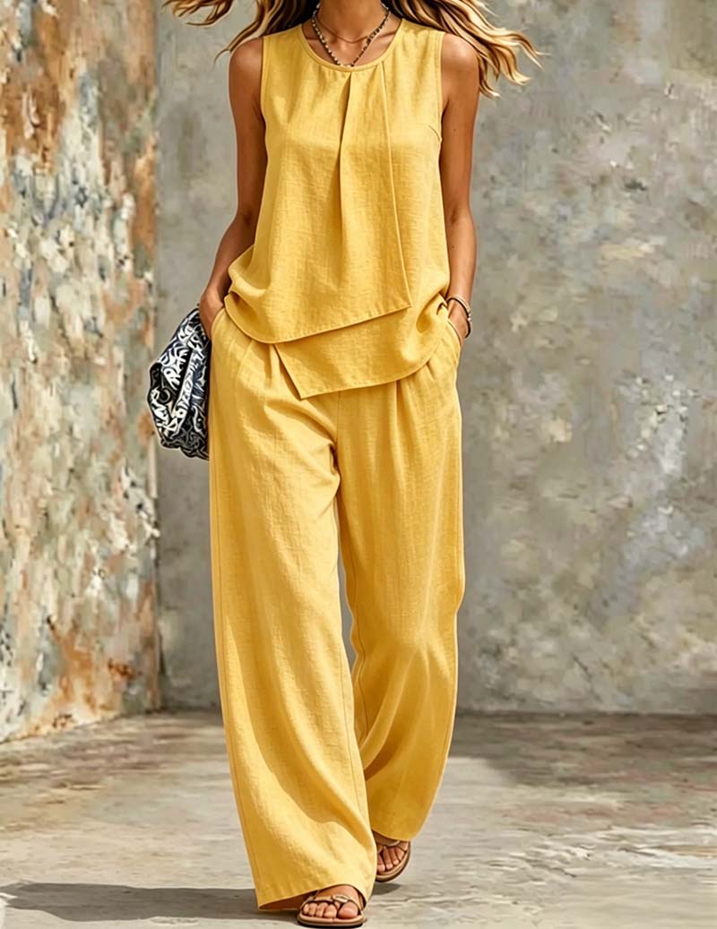 Ekouaer Women's Soft Lounge Set Soft 95% Polyester Homewear - Yellow