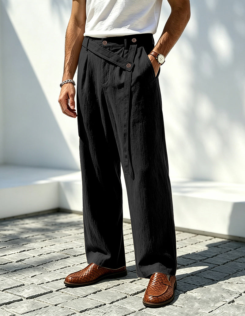 Men's Linen Elegant Wide-Leg Trousers