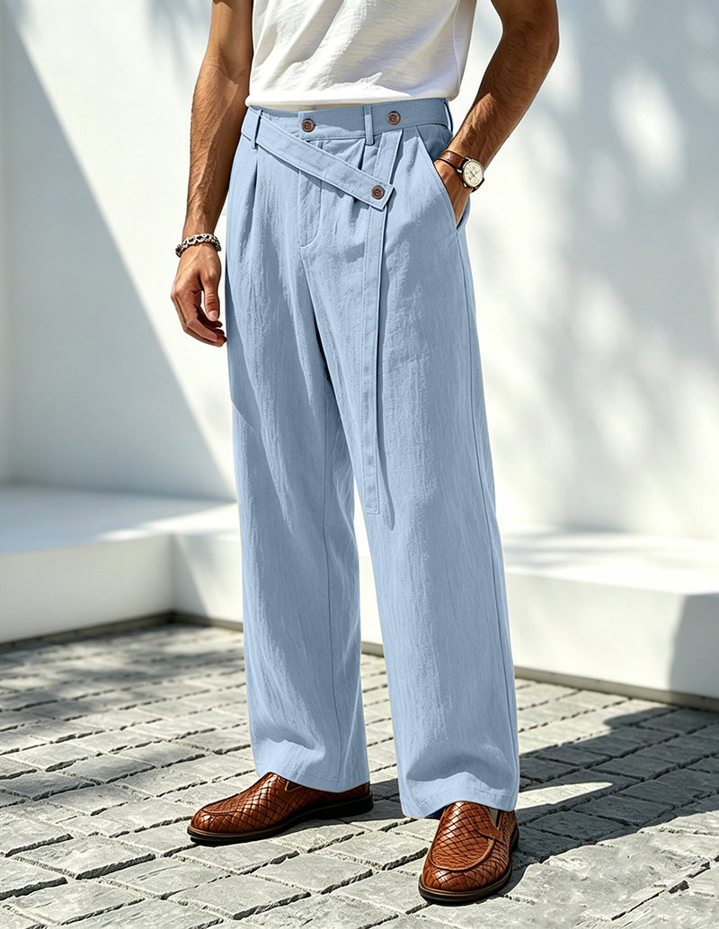 Men's Linen Elegant Wide-Leg Trousers