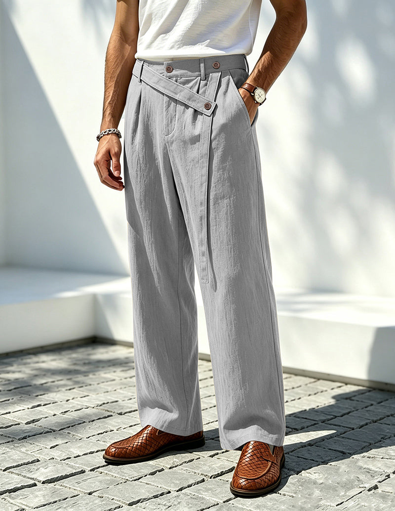 Men's Linen Elegant Wide-Leg Trousers