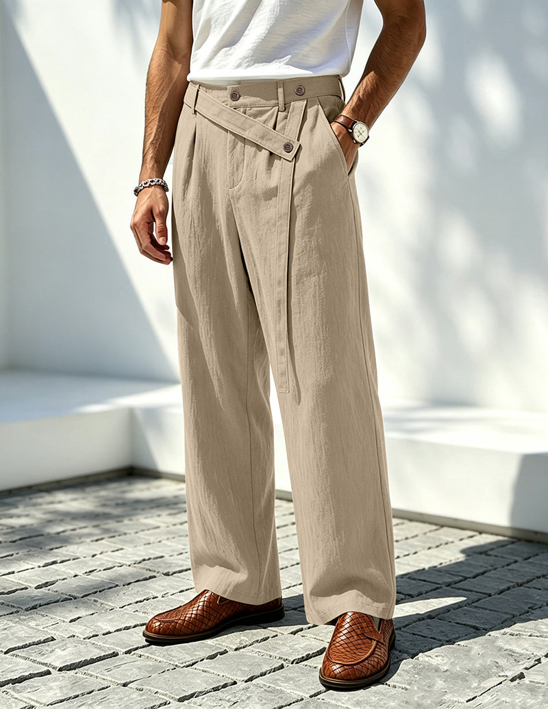 Men's Linen Elegant Wide-Leg Trousers