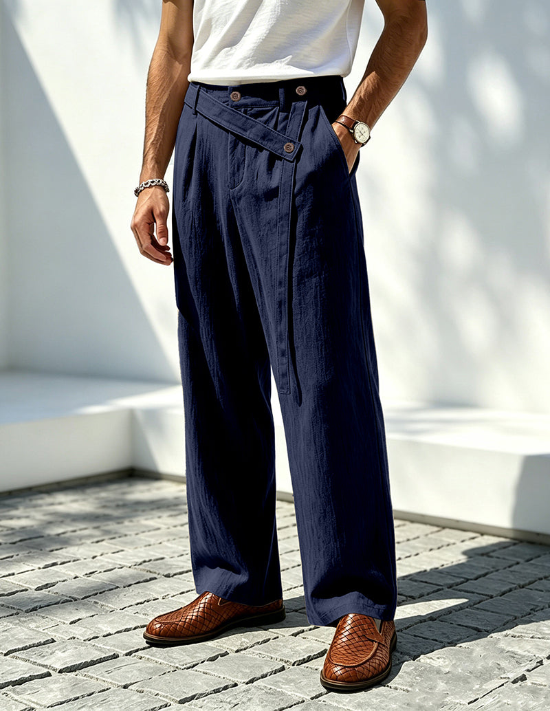 Men's Linen Elegant Wide-Leg Trousers