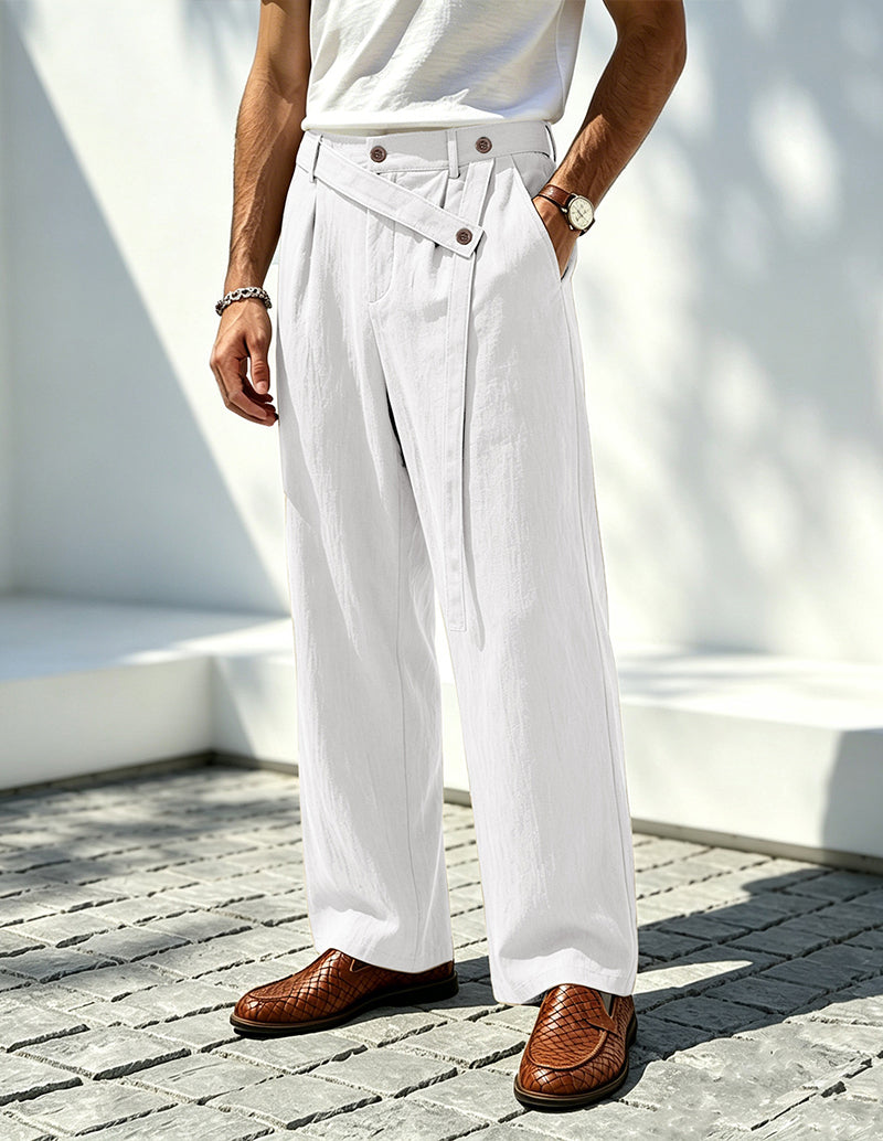 Men's Linen Elegant Wide-Leg Trousers