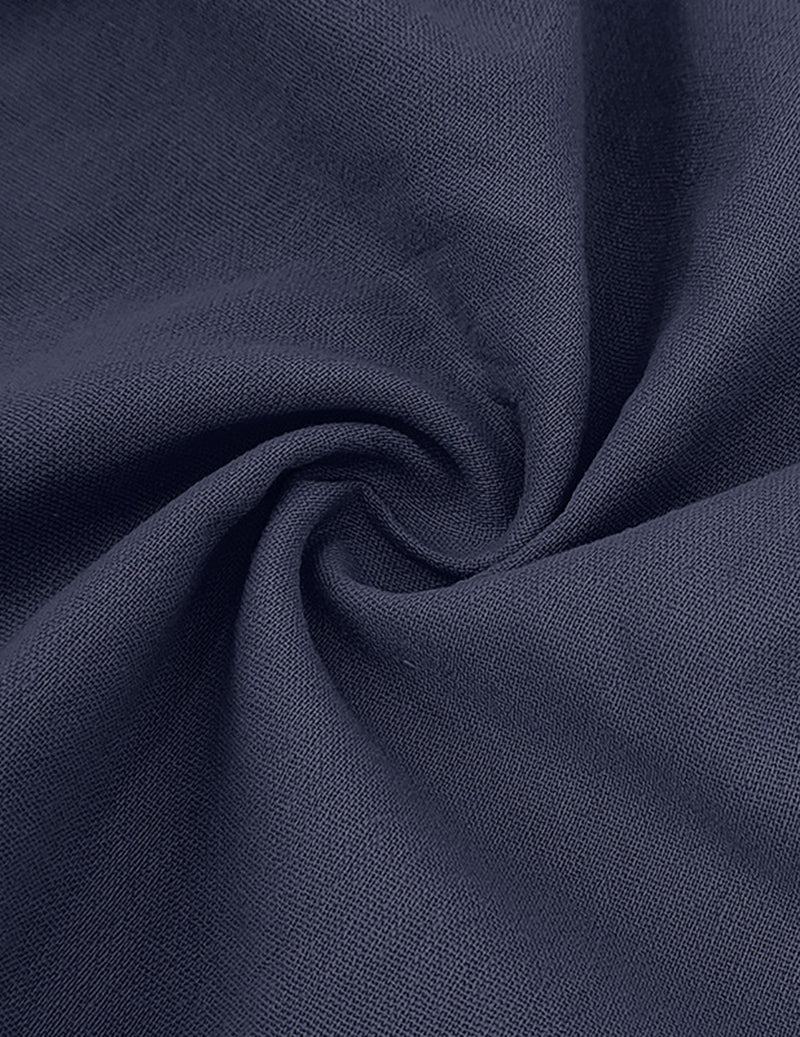 Navy textured linen fabric close-up