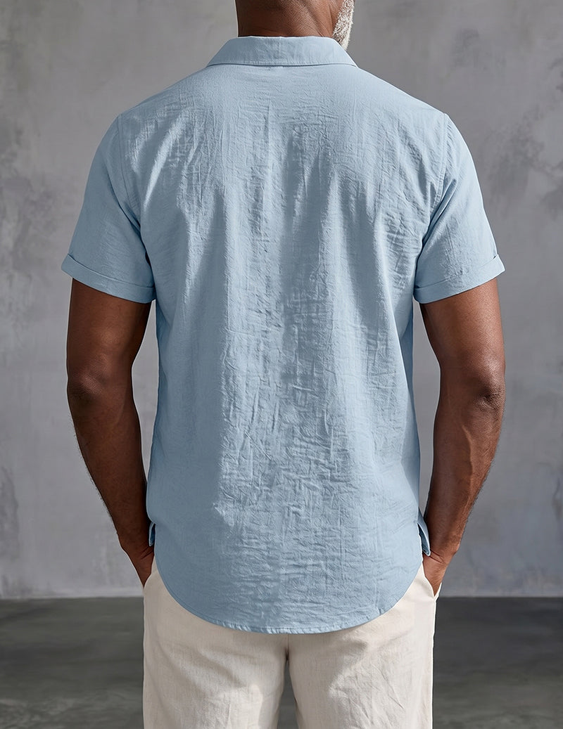 Short-Sleeve Button-Down Linen Shirt