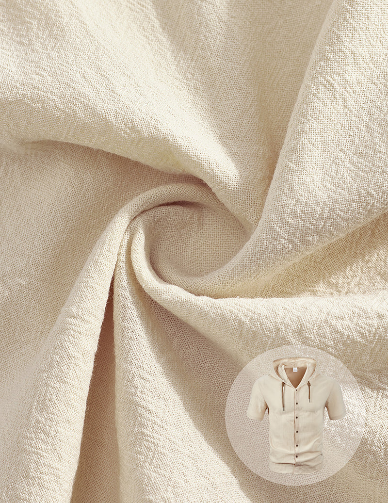 Short-Sleeve Hooded Button-Front Linen Shirt