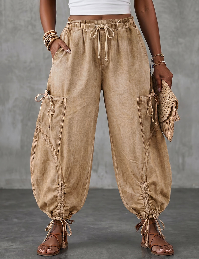 Denim-Style Multi-Pocket Cargo Jogger Pants