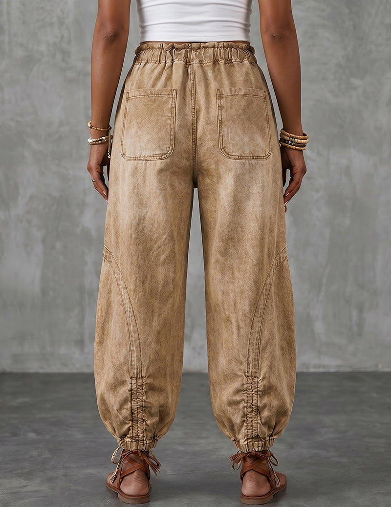 Denim-Style Multi-Pocket Cargo Jogger Pants