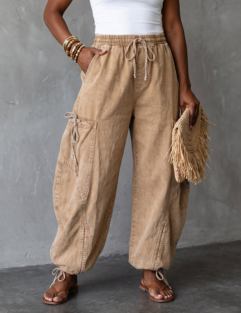 Denim-Style Multi-Pocket Cargo Jogger Pants