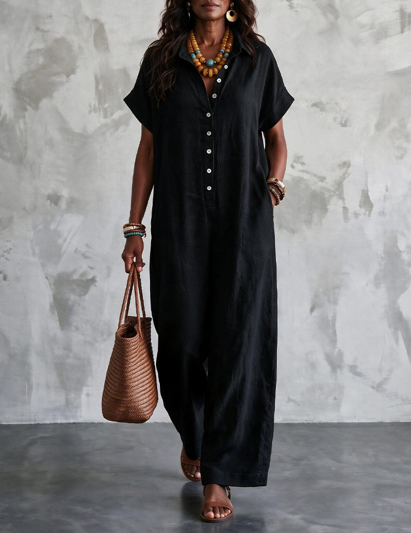 Short Sleeve Wide Leg Jumpsuit