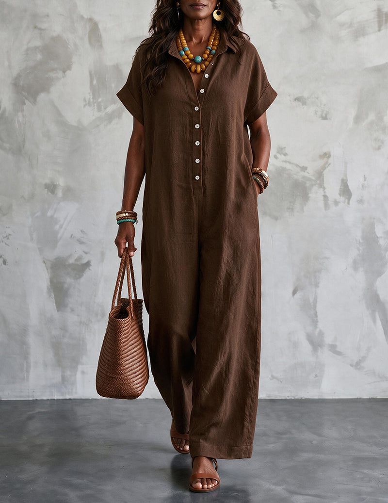 Short Sleeve Wide Leg Jumpsuit