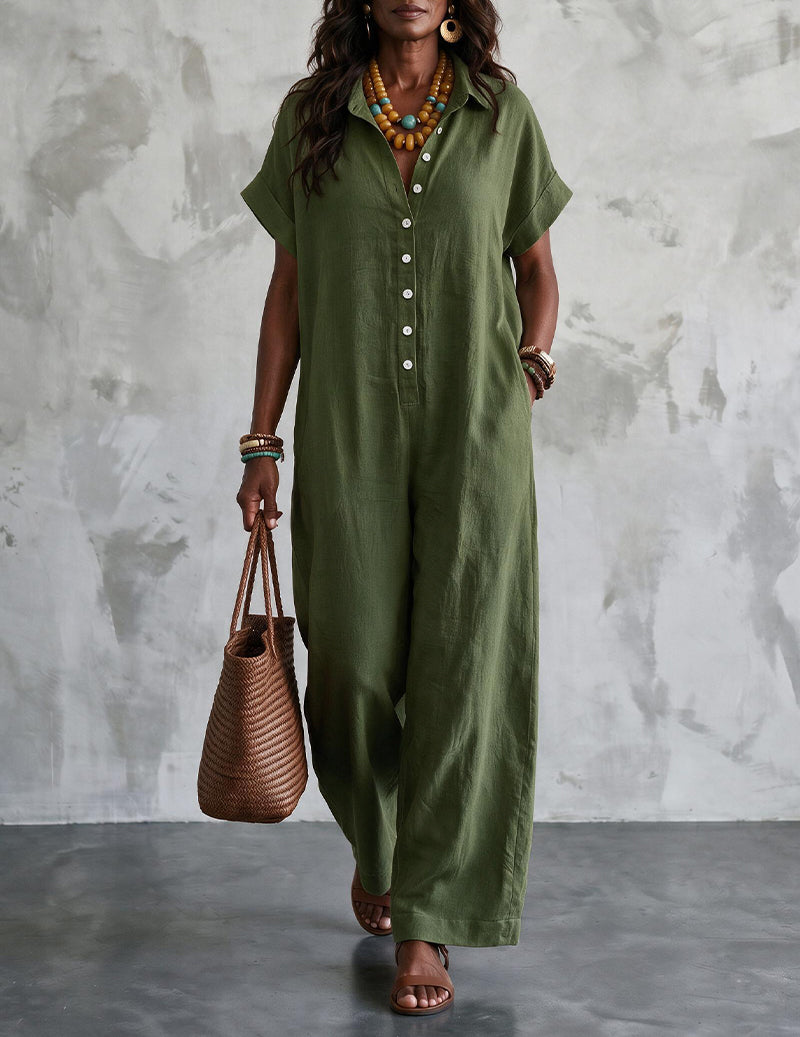Short Sleeve Wide Leg Jumpsuit