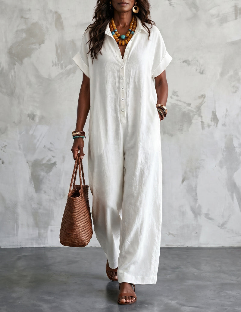 Short Sleeve Wide Leg Jumpsuit