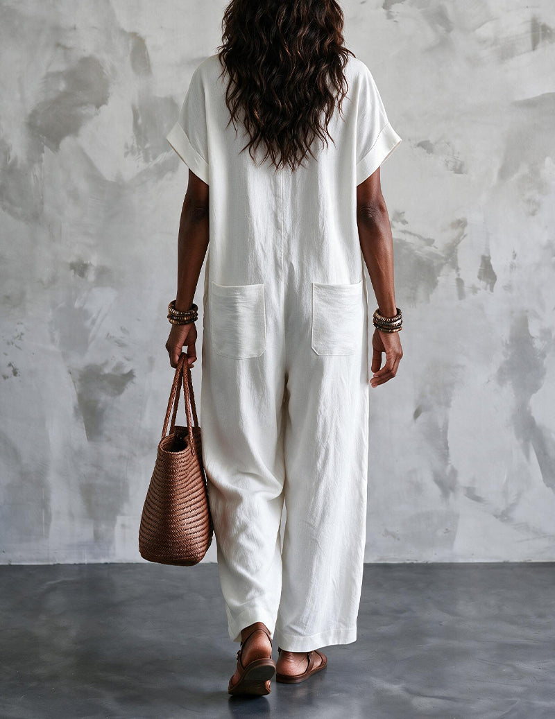 Short Sleeve Wide Leg Jumpsuit
