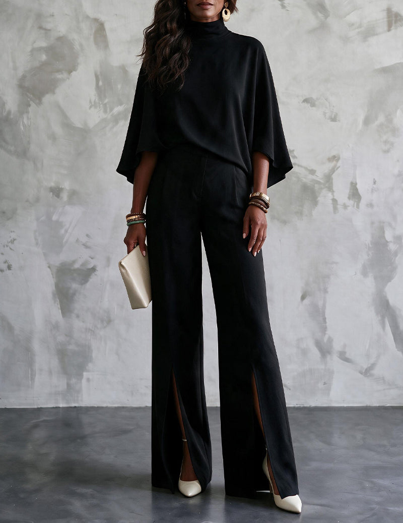 Short Sleeve Top and Wide Leg Pants Lounge Set