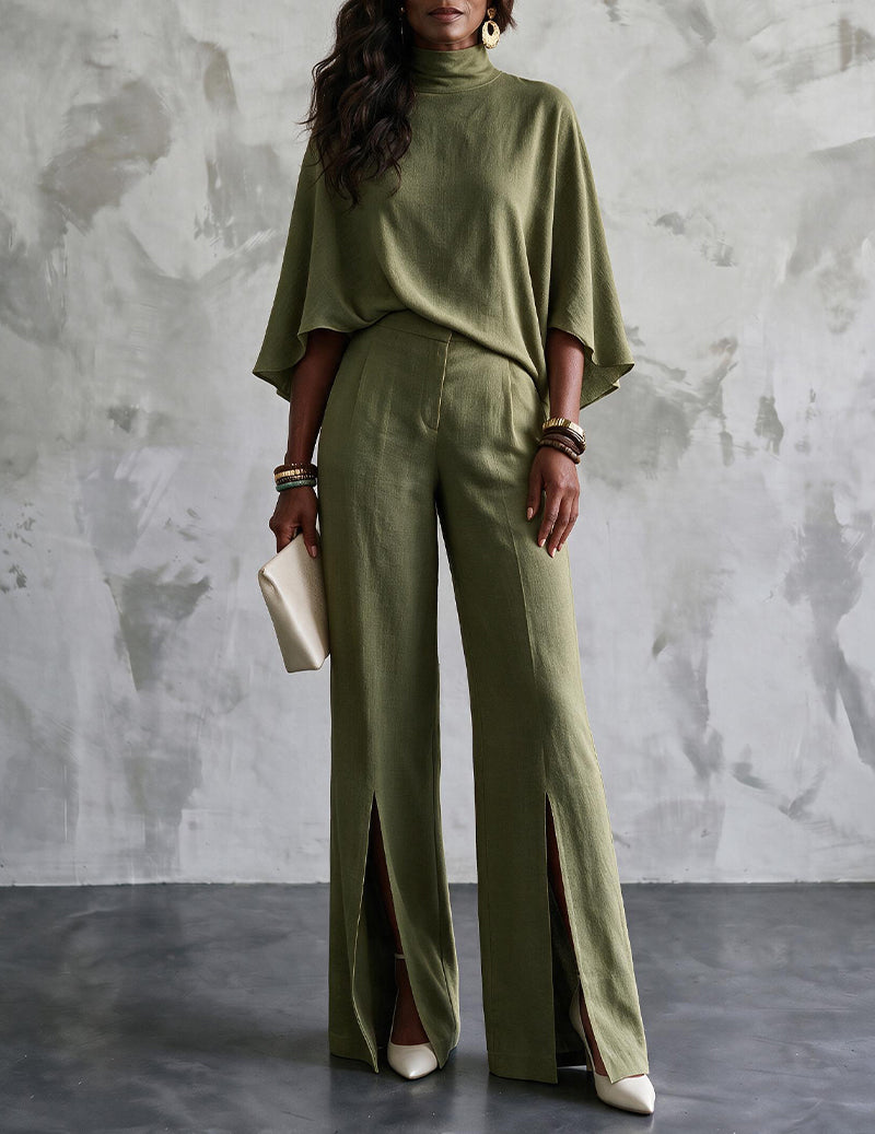 Short Sleeve Top and Wide Leg Pants Lounge Set