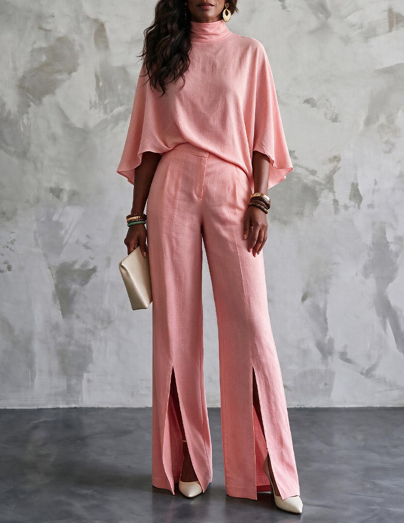 Short Sleeve Top and Wide Leg Pants Lounge Set