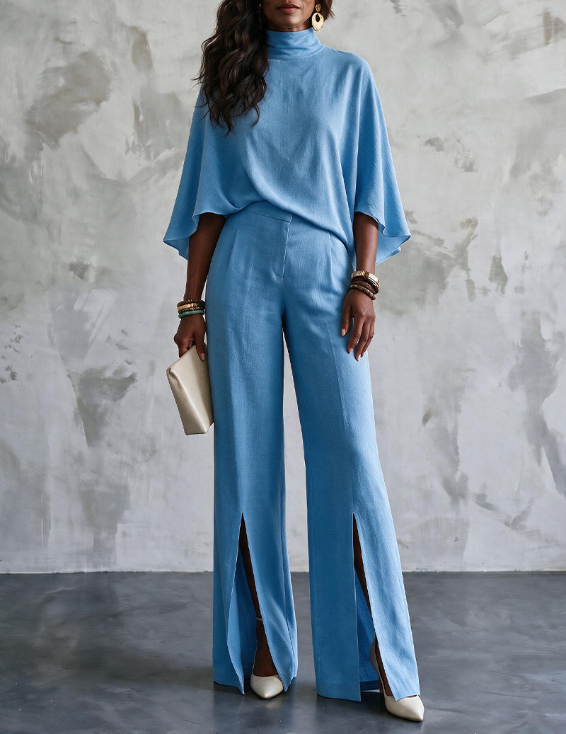 Short Sleeve Top and Wide Leg Pants Lounge Set