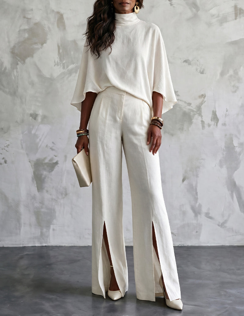 Short Sleeve Top and Wide Leg Pants Lounge Set