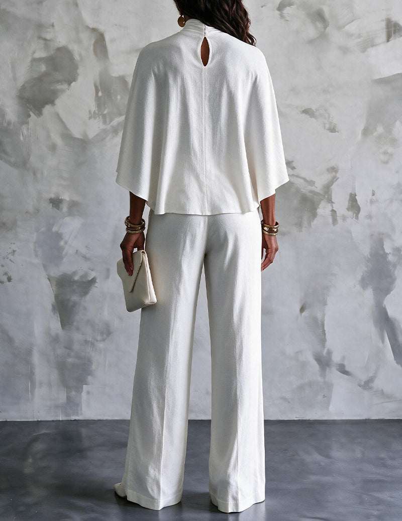 Short Sleeve Top and Wide Leg Pants Lounge Set