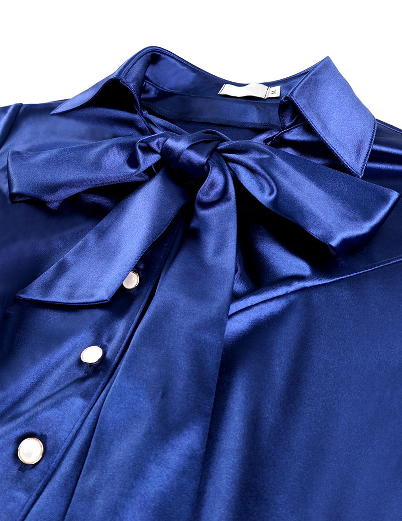 Ekouaer Satin Bow 2 Piece Set Blazer Mermaid Skirt Formal Party Suit