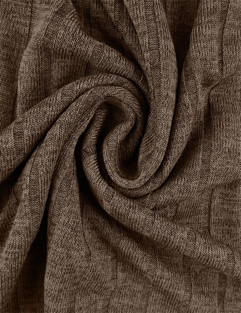 Close-up of waffle knit fabric in light coffee brown, soft textured weave