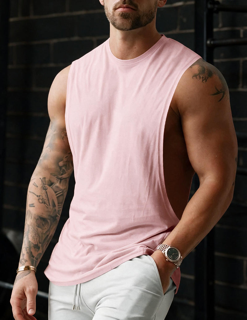Ekouaer Men Linen Sleeveless Crew Neck Tank Top