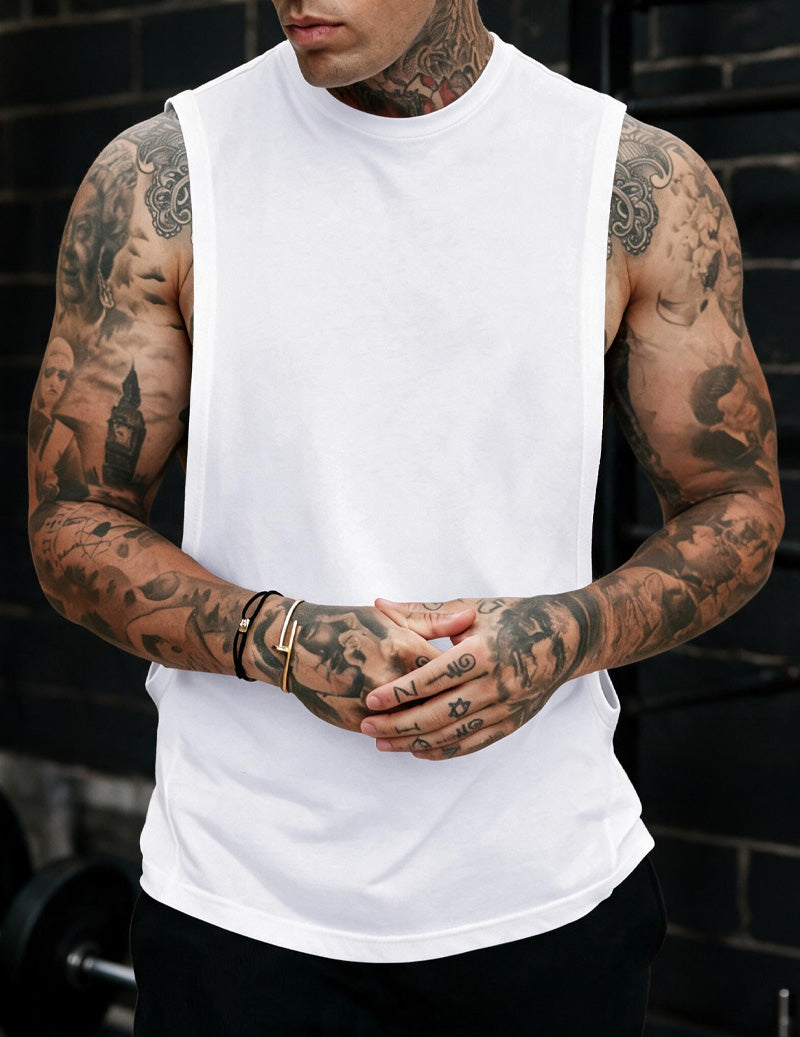 Ekouaer Men Linen Sleeveless Crew Neck Tank Top
