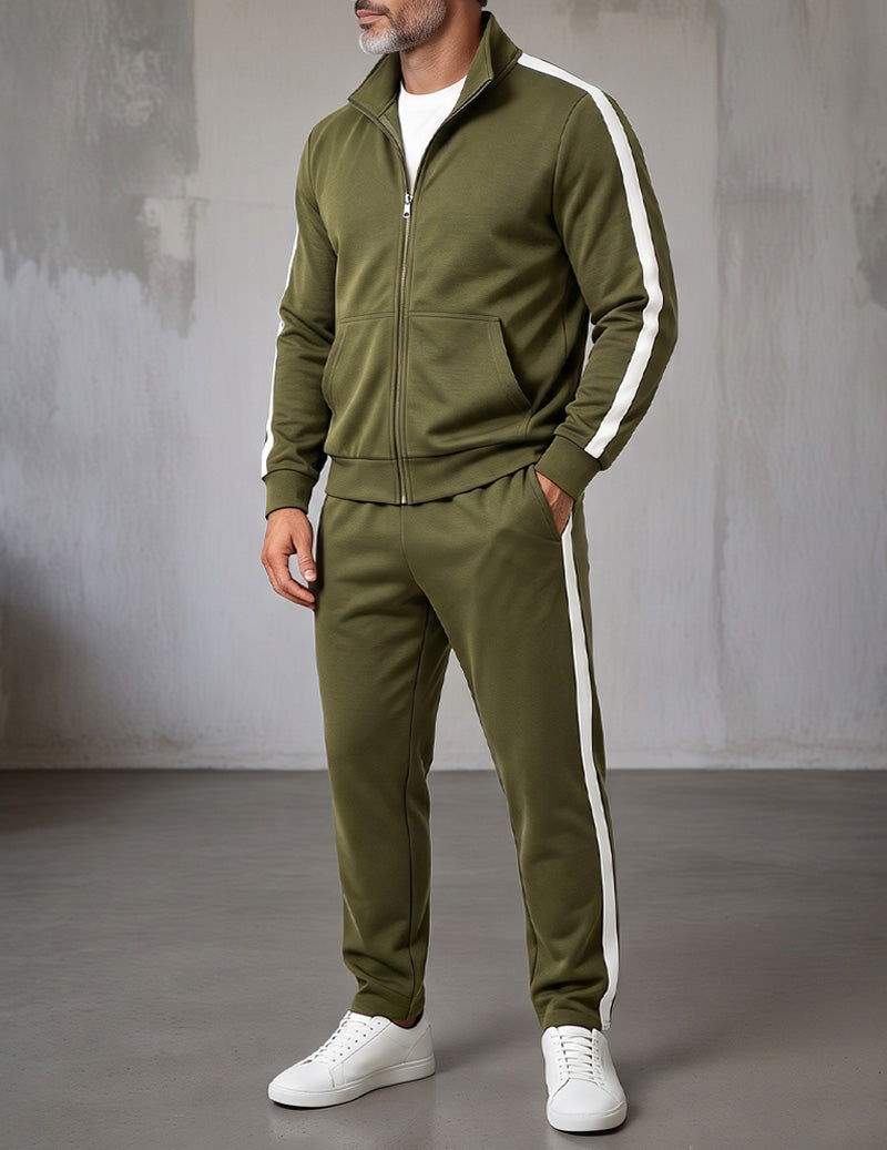 Ekouaer Men Full Zip Track Jacket And Jogger Pants Set With Side Stripe