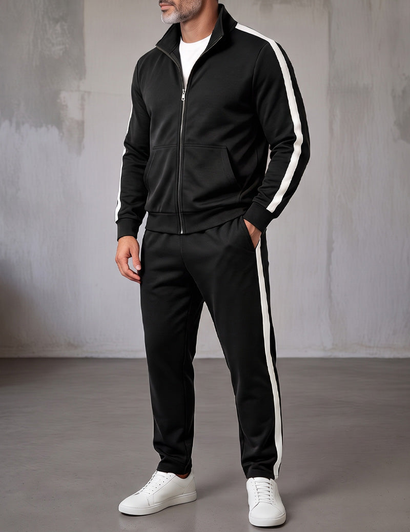 Ekouaer Men Full Zip Track Jacket And Jogger Pants Set With Side Stripe
