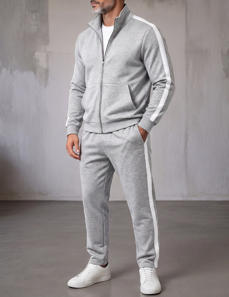 Ekouaer Men Full Zip Track Jacket And Jogger Pants Set With Side Stripe