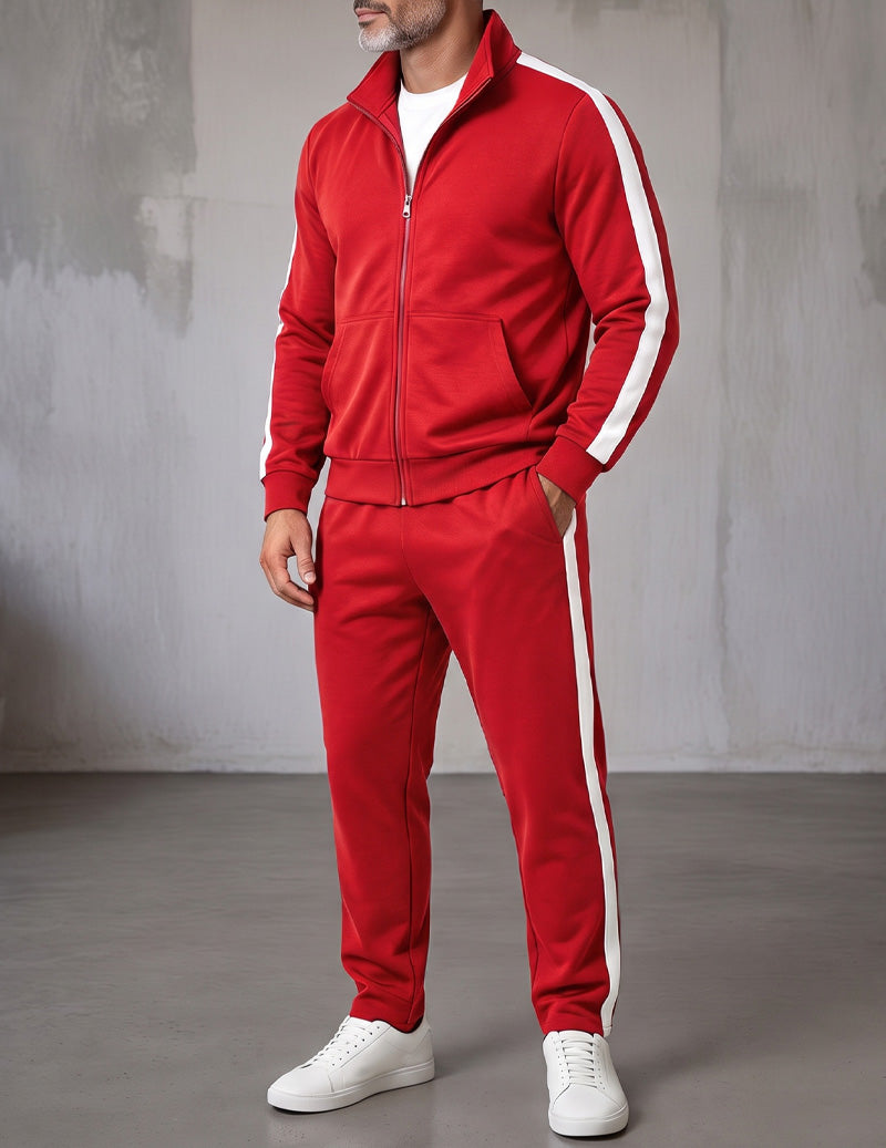 Ekouaer Men Full Zip Track Jacket And Jogger Pants Set With Side Stripe