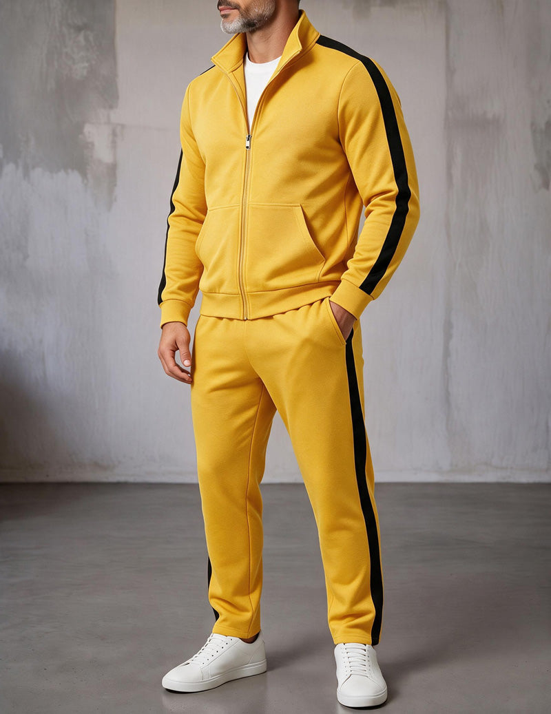 Ekouaer Men Full Zip Track Jacket And Jogger Pants Set With Side Stripe