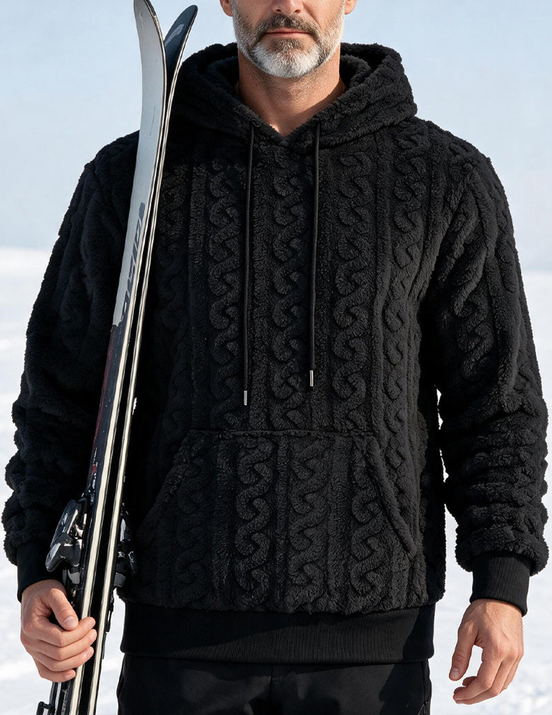 Ekouaer Men Hooded Half Zip Cable Knit Pullover Sweater