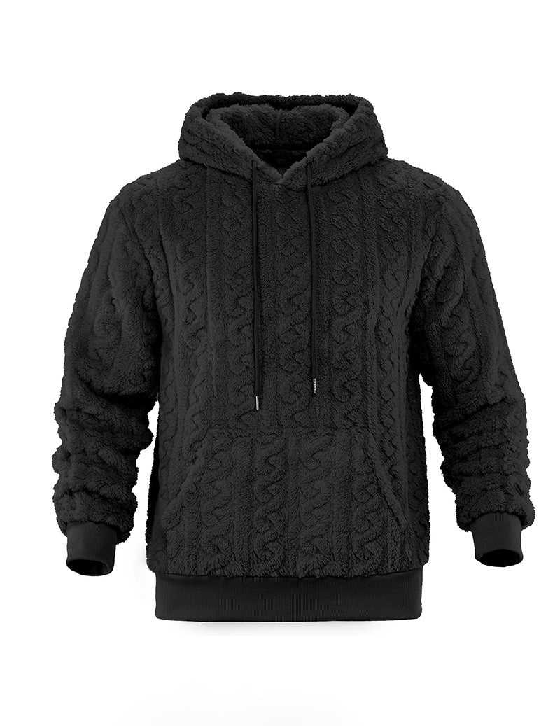 Ekouaer Men Hooded Half Zip Cable Knit Pullover Sweater