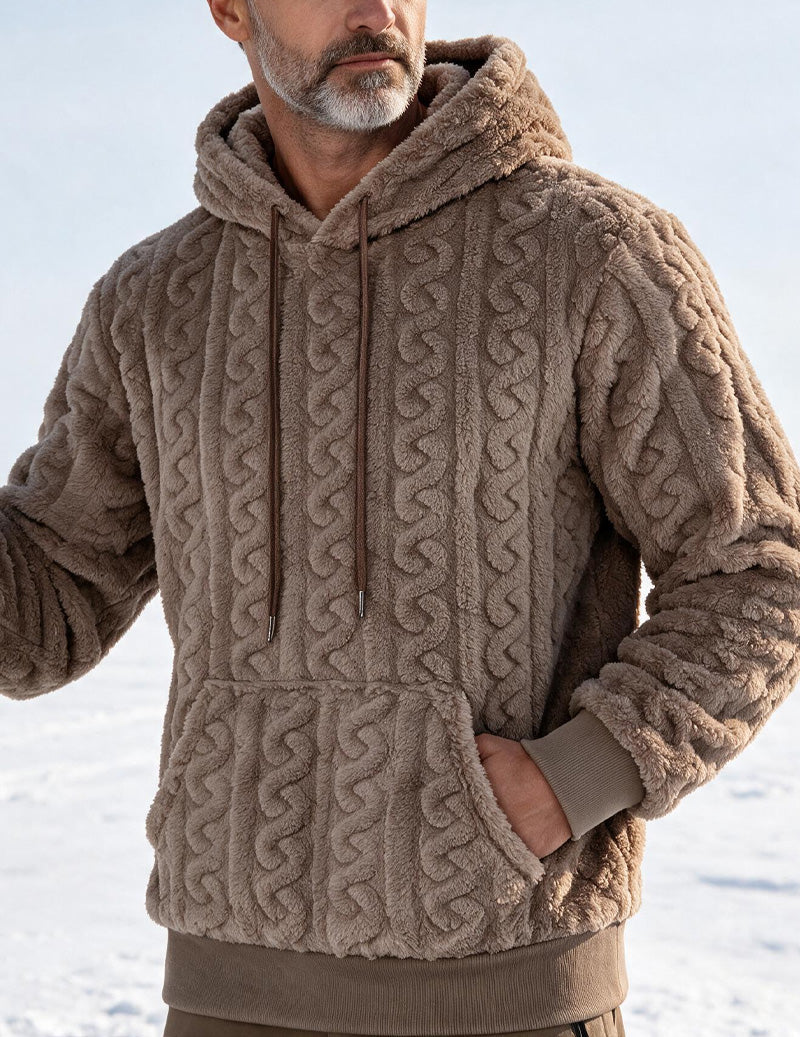 Ekouaer Men Hooded Half Zip Cable Knit Pullover Sweater
