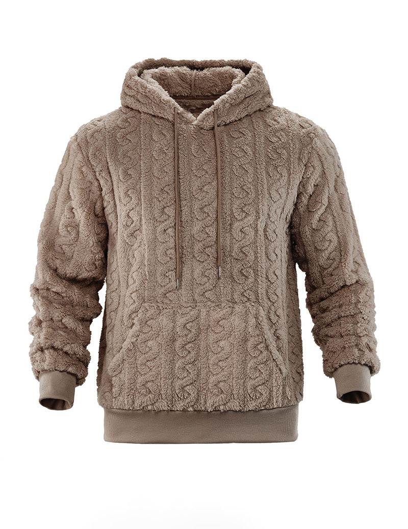 Ekouaer Men Hooded Half Zip Cable Knit Pullover Sweater