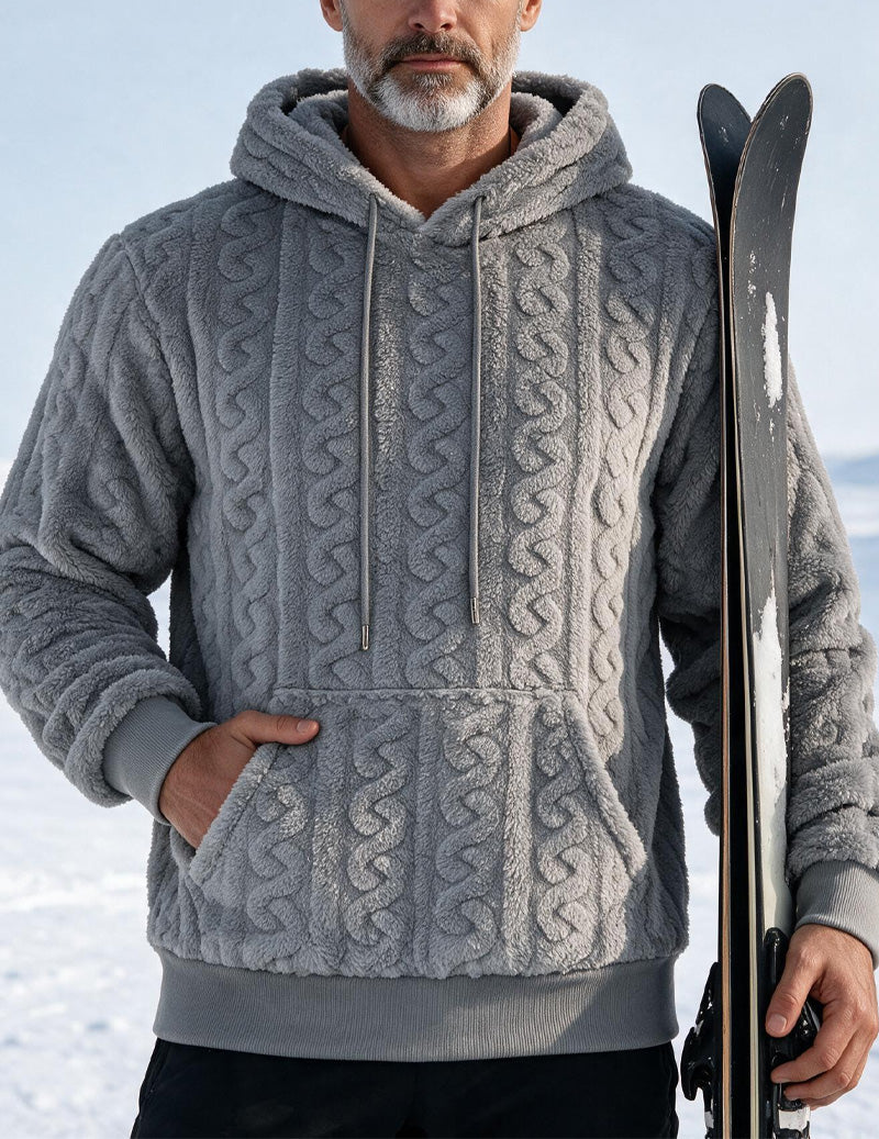Ekouaer Men Hooded Half Zip Cable Knit Pullover Sweater
