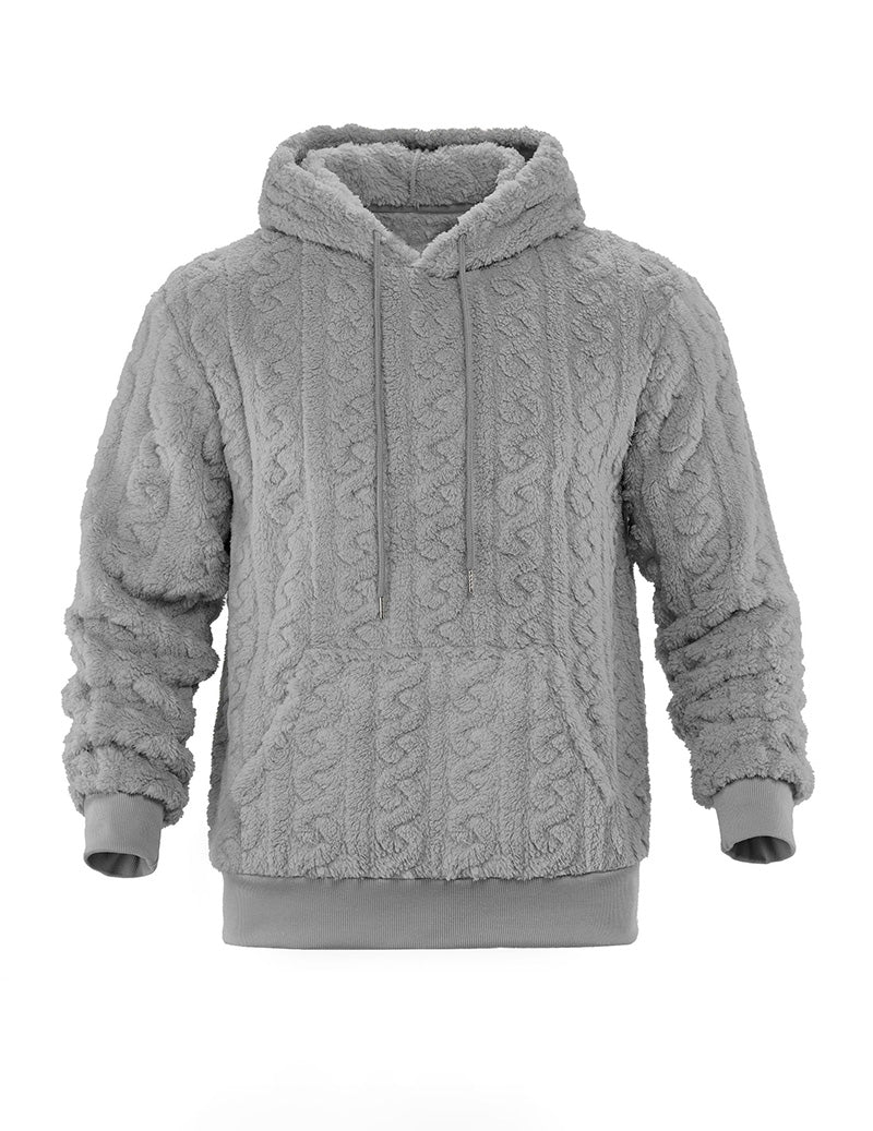 Ekouaer Men Hooded Half Zip Cable Knit Pullover Sweater
