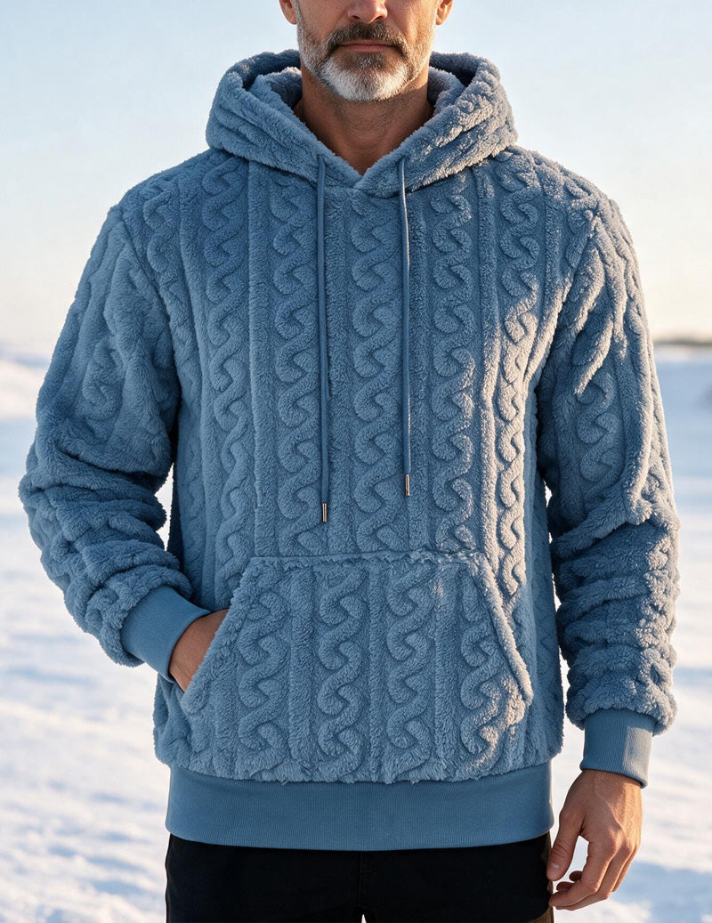 Ekouaer Men Hooded Half Zip Cable Knit Pullover Sweater