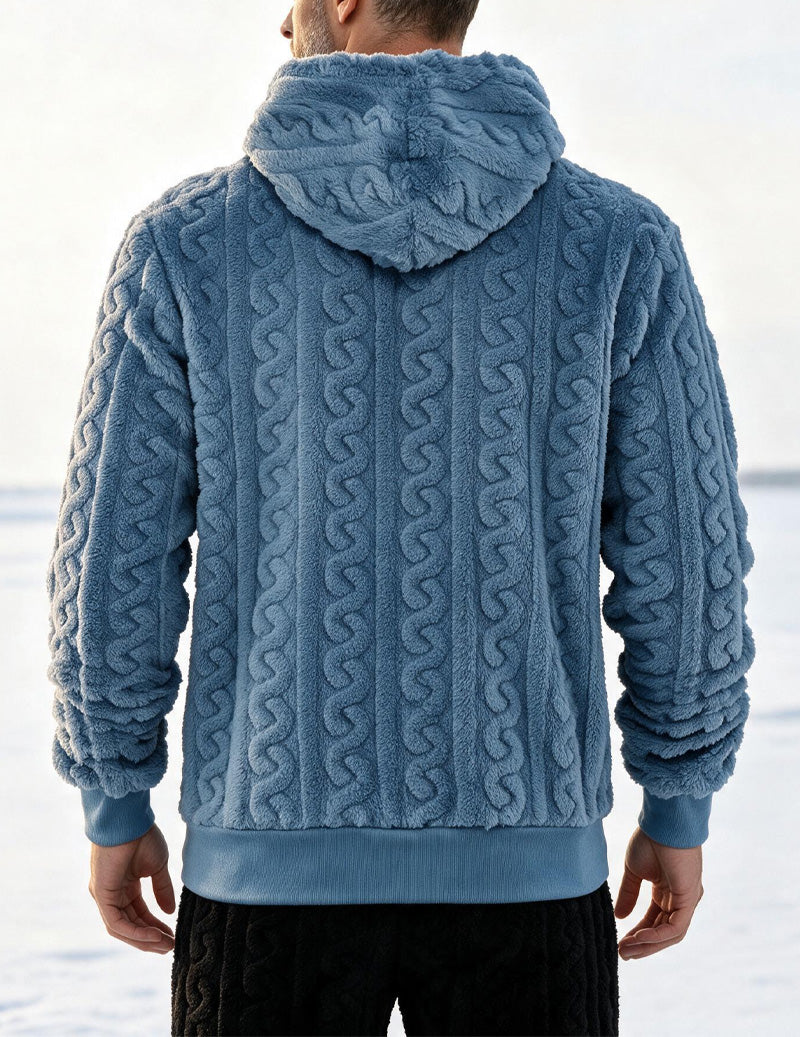 Ekouaer Men Hooded Half Zip Cable Knit Pullover Sweater