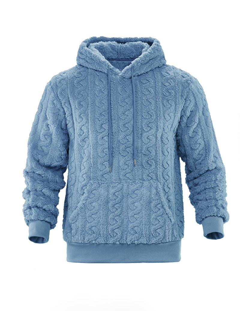 Ekouaer Men Hooded Half Zip Cable Knit Pullover Sweater