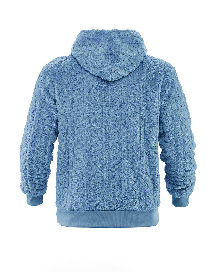 Ekouaer Men Hooded Half Zip Cable Knit Pullover Sweater