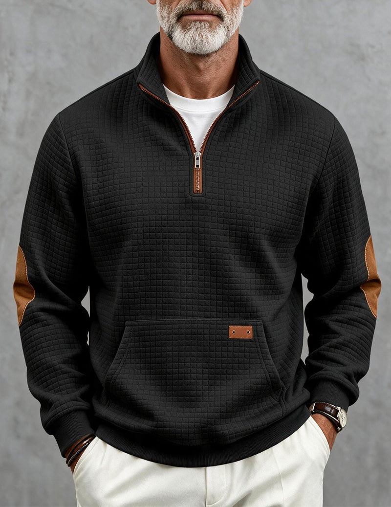 Ekouaer Men Quarter Zip Pullover Sweatshirt With Contrast Cuffs