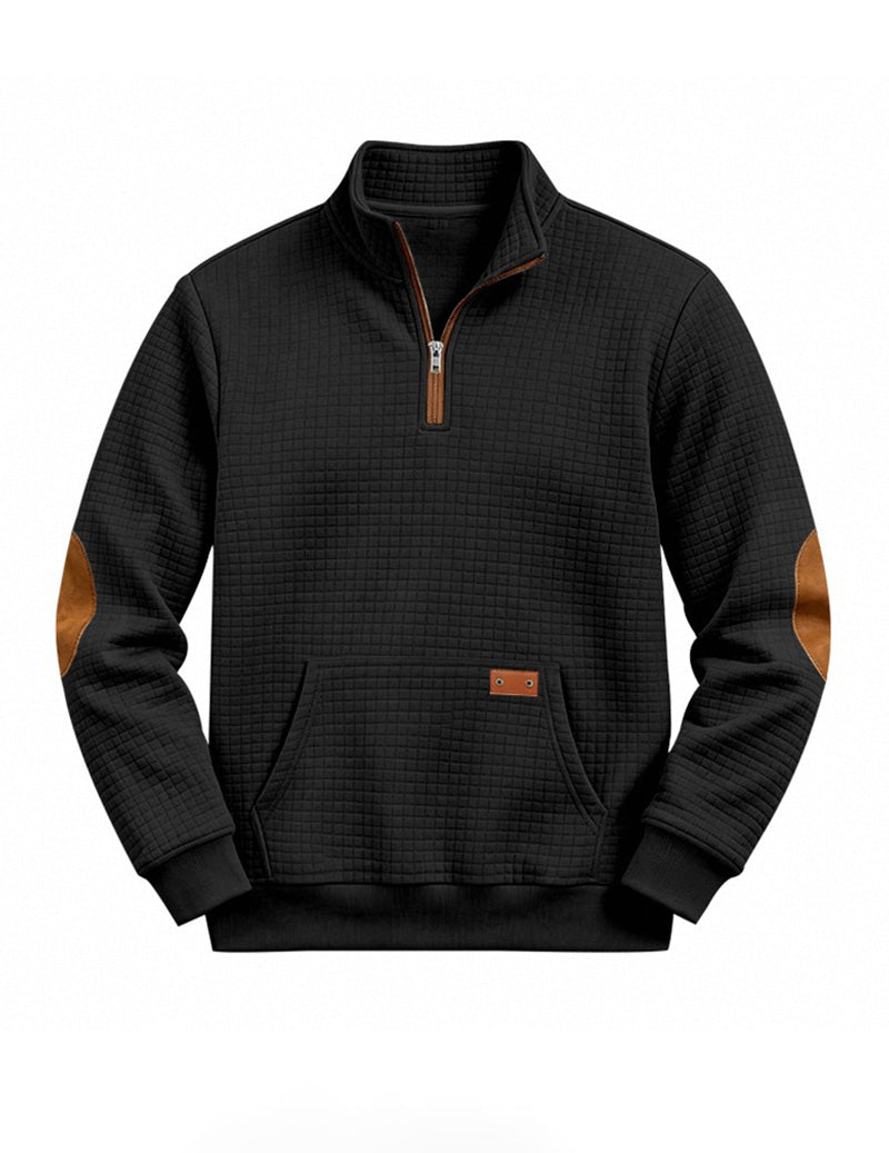 Ekouaer Men Quarter Zip Pullover Sweatshirt With Contrast Cuffs