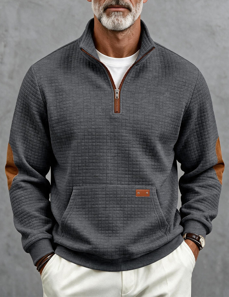 Ekouaer Men Quarter Zip Pullover Sweatshirt With Contrast Cuffs