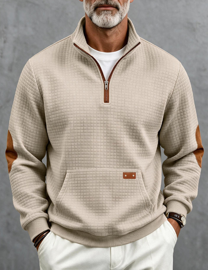 Ekouaer Men Quarter Zip Pullover Sweatshirt With Contrast Cuffs